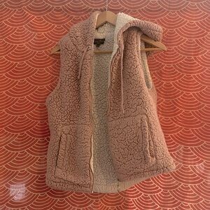 LOVE TREE MEDIUM FLEECE WARM PINK ROSE GOLD DUSTY ROSE HOODED VEST W/ POCKETS